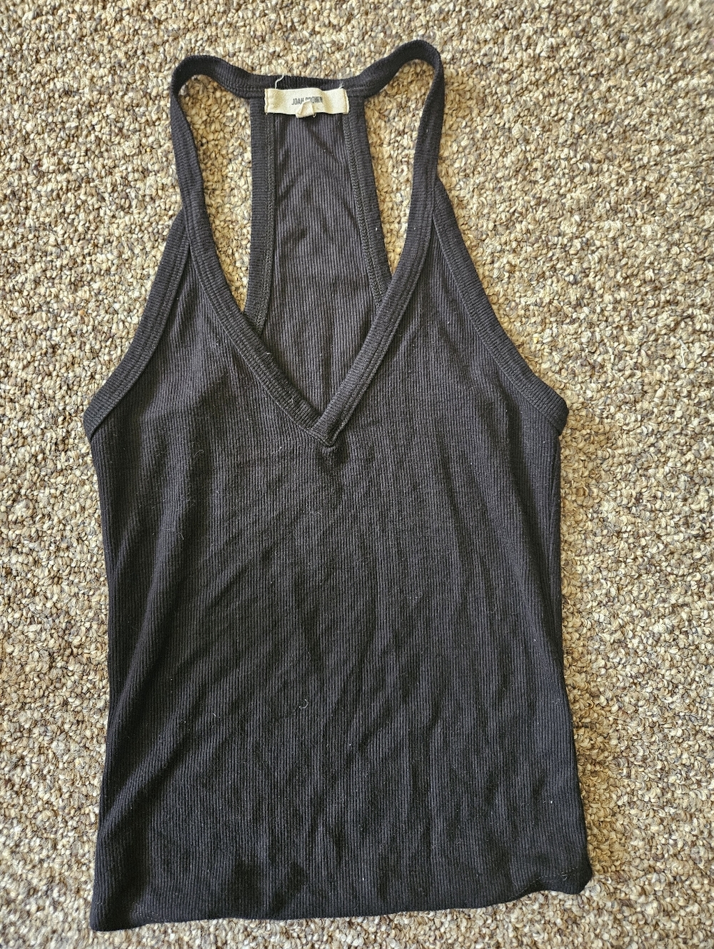 Joah Brown Ribbed V Neck Tank Top Xs/S